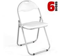 Set 6 Pezzi Sedie Imbottite Pieghevoli Colore Sedia Bianco Struttura Silver