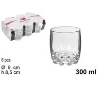 Set 6 Pezzi Servizio Bicchiere Acqua Vetro ROMA 300ml 8,5cm