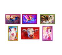 SET 6 PEZZI Strofinaccio ANIMALI DIPINTI in puro cotone stampato in ALTA definiz