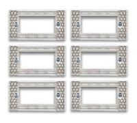 Set 6 pezzi - Supporto Bianco 4 Posti 14,4 x 7,9 cm Linea ZEN Serie Living Moderno Elegante Minimal Compatibile Scatola Incasso Muro Parete Frutti Punto Luce Frutto Presa Elettrica Casa Ufficio Negozi