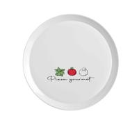 Set 6 Piatti da Tavola Pizza Ronda in Vetro Opale Decoro Ingredienti 33 cm