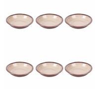 Villa d'Este Home Tivoli Set 6 piatti fondi beige in gres, bordo marrone, Bretagne Terra