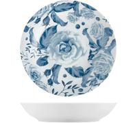 Set 6 Piatti Piani Porcellana Decorazione Rose Blu Piani Cm 27, H&H
