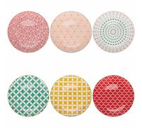 Set 6 Piatto frutta in porcellana, doppio decoro, Confusion in Colors