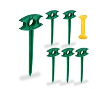 Relaxdays Set da 25 Picchetti per Tende, Corda 15 m, Pioli in Plastica PP, Ancoraggio a Terra, Guida Filo, Verde Giallo, 25 x 10 x 2 cm