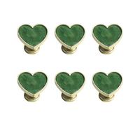 Set 6 pomelli per mobile a cuore in lega, Dark green | Pomello per cassetto a cuore con singolo per cassettiere, comodini, armadi, ante, ferramenta decorativa