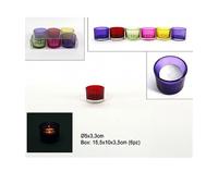 SET 6 PORTA CANDELE VETRO COLORATO CANDELA PROFUMANTE TEALIGHT DESIGN BICCHIERE