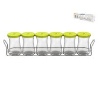 Set 6 Porta Spezie Zest Coperchio giallo Cc 160 Trasparente Pasabahce