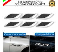 SET 6 PRESE D'ARIA SPORTIVE CROMATE ADESIVE IN METALLO PER VW POLO 6N1 6N2