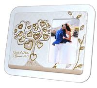 SET 6 pz Portafoto in Ecopelle Albero della Vita Cuori personalizzabile in scatola da regalo. Bomboniere, Battesimo, Comunione, Cresima, Laurea, Matrimonio, Anniversari. Originali moderni (ORO P)