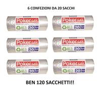 SET 6 SACCHETTI PER IMMONDIZIA POKER SAC CM.65X54 LT.20 UMIDO INDIFFERENZIATO...