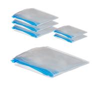 Relaxdays Sacchetti Sottovuoto per Vestiti, Set da 6, Sacchi sotto Vuoto per Valigia, 2 Misure, Vacuum Bags, Trasparente