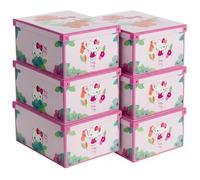 Set 6 Scatole Armadio Portaoggetti con Coperchio - Organizer Cambio Stagione in Cartone 39x50x24 cm Hello Kitty - Made in Italy, Resistenti, Facili da Montare, con Maniglie