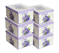 Set 6 Scatole Armadio Portaoggetti con Coperchio Profumato Violetta - Organizer Cambio Stagione in Cartone 39x50x24 cm - Resistenti, Facili da Montare, con Maniglie Attiva Profumo al Tocco