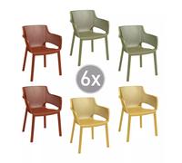 Keter Sedie da Giardino Elisa in Set da 6, 2 Terra, 2 Verde Cedro e 2 Senape, 61x54x79H cm