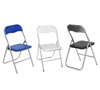 BAKAJI Set 6 Sedie Imbottite Pieghevoli Salvaspazio Sedia con Struttura Tubolare In Metallo Rivetsimento in PVC Design Moderno per Sala da Pranzo Cucina (Blu)