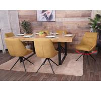 Set 6 sedie Sala da Pranzo HWC-M65, Cucina Poltrona, Girevole Auto-Posizione Metallo Stoffa/Tessuto - Giallo Senape