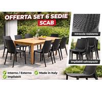 Sedia da Giardino Lucrezia In Polipropilene Intrecciato Scab Col. Antracite 6 pz