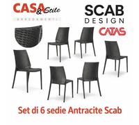 Set 6 Sedie SCAB Design Lucrezia Antracite Sedia Impilabile Polipropilene