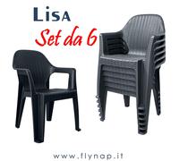 SET 6 Sedie sedia casa giardino bar outdoor bistrot Poltroncina Lisa rattan