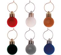 Set 6 segna bicchieri velvet per calici e flûte, oro, Xmas Charms