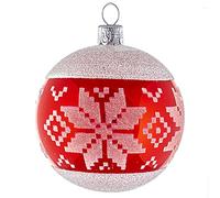 Set 6 sfere ornamentali (Ø 8cm) in vetro soffiato e decorato a mano per albero di Natale