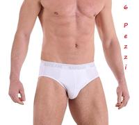 Set 6 Slip da Uomo NAVIGARE Intimo in Cotone Bianco Elasticizzato Vita Bassa