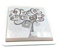 Set 6 Sottopentola Quadretto ALBERO DELLA VITA Cuori Ceramica Bomboniere Matrimonio, Battesimo, Comunione, Laurea, Cresima, Anniversari di Matrimonio e regali utili, originali ed economici