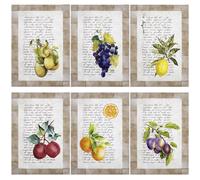 Set 6 Strofinacci cucina frutta canovacci vintage in cotone 6869