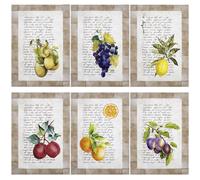 Set 6 Strofinacci cucina frutta canovacci vintage in cotone 6869