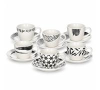 Set 6 Tazze Caffè Tognana Zenith Iris 80 cc Bone China con Piattino