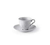 Excelsa Elisa Rococò Set 6 Tazzine caffè con Piattino, Porcellana, Bianco