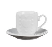 AD TREND Set 6 Tazze Tazzine Caffè in Porcellana senza Piattini Bianche Decoro Cuore