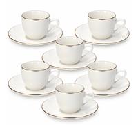 Tognana Fascetta Oro, confezione 6 tazze caffè con piattino, porcellana, bianco