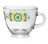 Set 6 Tazze Tazzone Latte Breakfast Valencia Quadri Verdi 700 cc