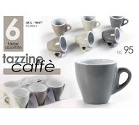 Set 6 tazzina caffè tipo bar 2 grigio 2 tortora 2 bianco