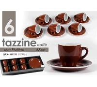 SET 6 TAZZINE Caffè 6 PIATTINI TAZZINA ALTA CLASSICO MODERNO SPESSORATA BAR 95ML