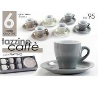 SET 6 TAZZINE Caffè 6 PIATTINI TAZZINA ALTA CLASSICO MODERNO SPESSORATA BAR COL