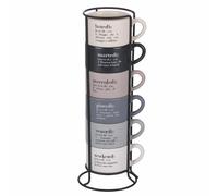SET 6 TAZZINE CAFFÈ 90 ML PORCELLANA CON STAND VICTORYTION