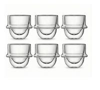 Set 6 Tazzine Caffè Espresso Doppio Vetro Borosilicato 90ml Termiche Trasparenti