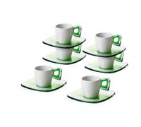 Set 6 Tazzine Caffè in Porcellana da 90ml con Piattino, Square, Omada Design