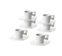 Set 6 Tazzine Caffè in Porcellana da 90ml con Piattino, Square, Omada Design