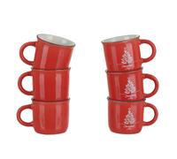 Set 6 tazzine caffè natalizie 60 ml ceramica rosse