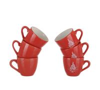 Set 6 tazzine caffè natalizie 85 ml ceramica rosse