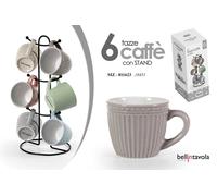 SET 6 TAZZINE Caffè CON SUPPORTO VERTICALE TAZZA CLASSICO MODERNO COLOR 90 ML
