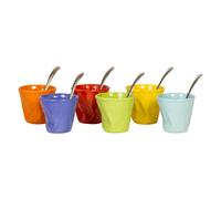 Set 6 Tazzine da caffè Accartocciati in Gres + Cucchiaini Kaleidos Multicolor