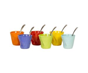 Set 6 Tazzine da caffè Accartocciati in Gres + Cucchiaini Kaleidos Multicolor