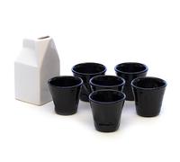 Set 6 Tazzine da caffè Accartocciati Neri con Lattiera Bianca in Gres Kaleidos