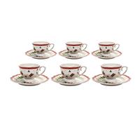 Set 6 Tazzine da Caffè completo di piattino in fine porcellana bone china natale