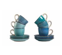 Set 6 Tazzine da Caffè con Piattino Ø6,8x5,6 cm in Gres VdE Tivoli 1996 Baita Acqua